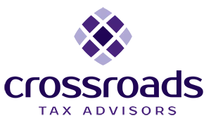 The image shows a logo with the text CROSSROADS TAX ADVISORS beneath it, suggesting that this is the name of a business specializing in tax advisory services.