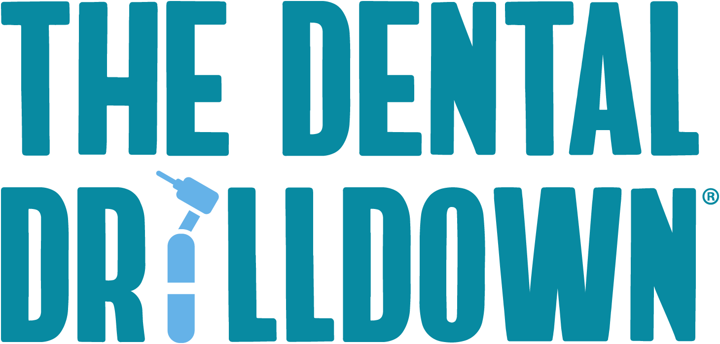 The image features a graphic with text that reads THE DENTAL DIG DOWN at the top, followed by FOR THE DENTAL INDUSTRY below. There s also a blue arrow pointing downwards and the words DIG DOWN in bold white letters beneath the arrow. The overall style of the image is informational and appears to be related to a resource or guide for the dental industry.